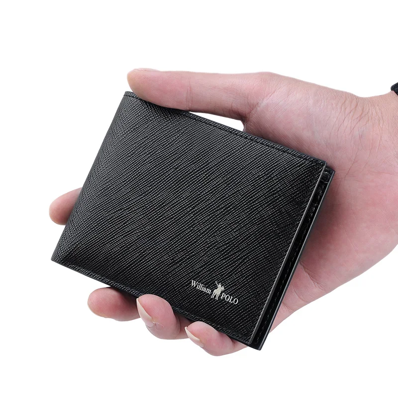 Двухскладной мужской кошелек WILLIAMPOLO Тонкий минималистичный бумажник из