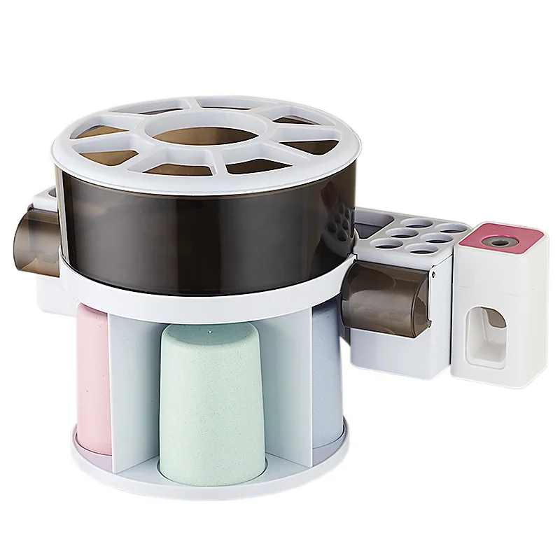 Настенный автоматический диспенсер для зубной пасты и держатель зубных щеток