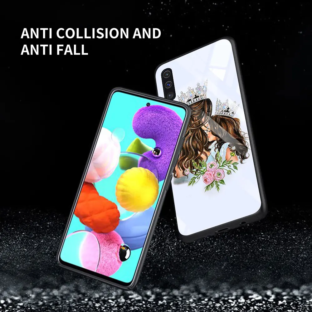 

Luxury Crown Glass For Samsung Galaxy A51 A71 A50 A70 Tempered Phone Case A31 A21s A30 A91 A41 M31 A40 A32 A12 Cover