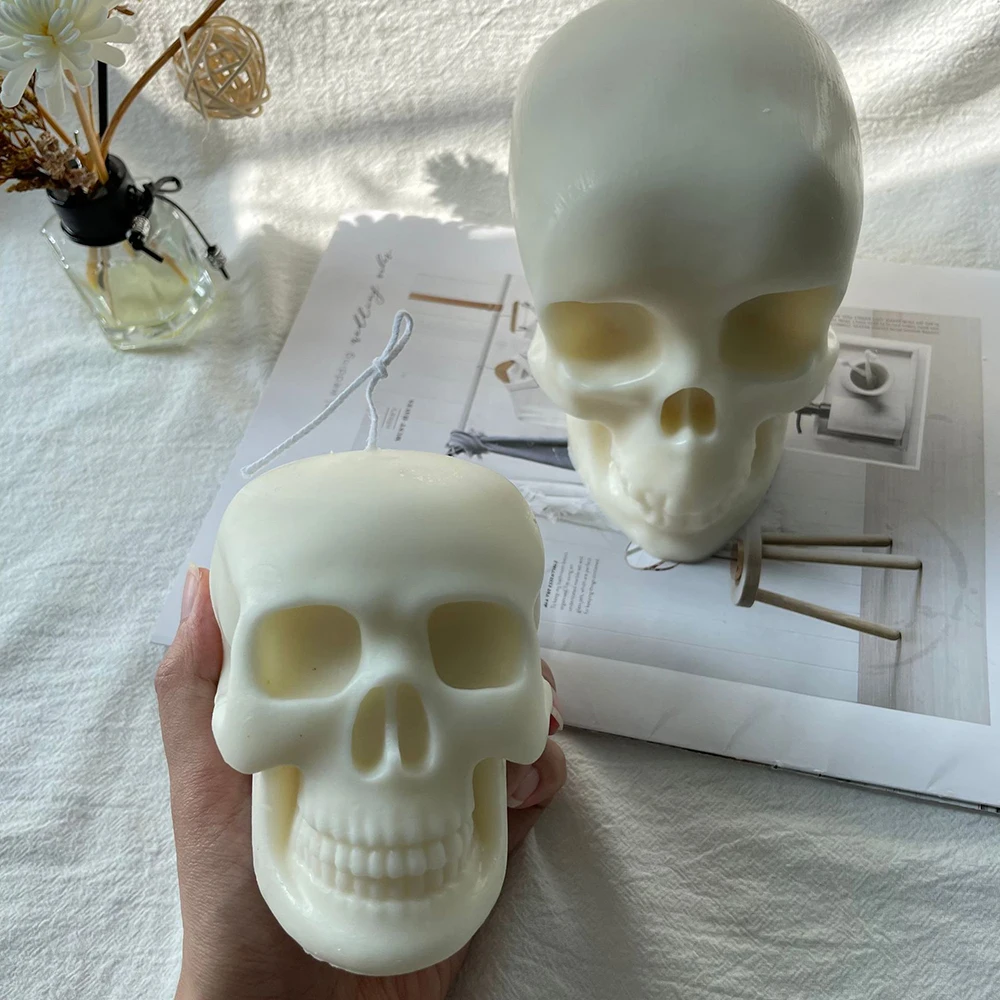 

3D Skull Head Silicone Candle Mold DIY Handmade Soap Gypsum Clay Resin Crafts Making Mould Home Decoration Ornaments 2022 New
