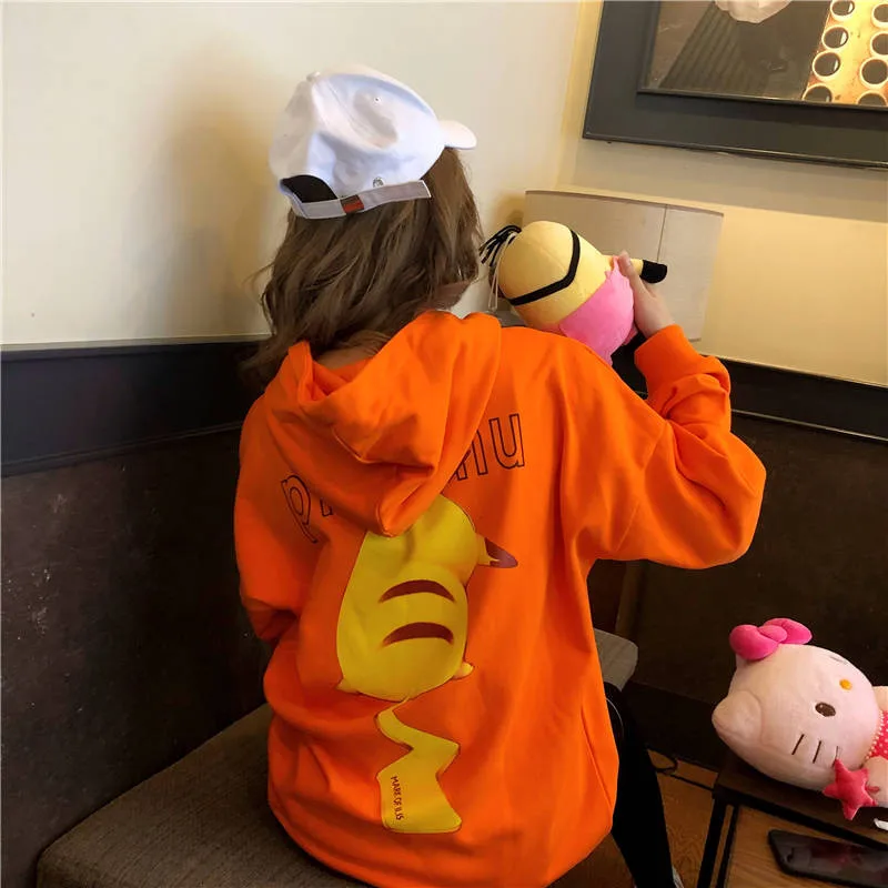 Kawaii толстовка с покемоном Женская милая японская кофта Harajuku Толстовка длинным