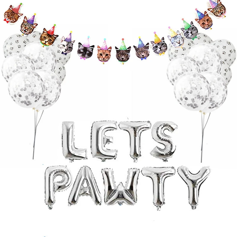 Вечерние украшения на тему дня рождения домашних животных кошка лицо собака флаг