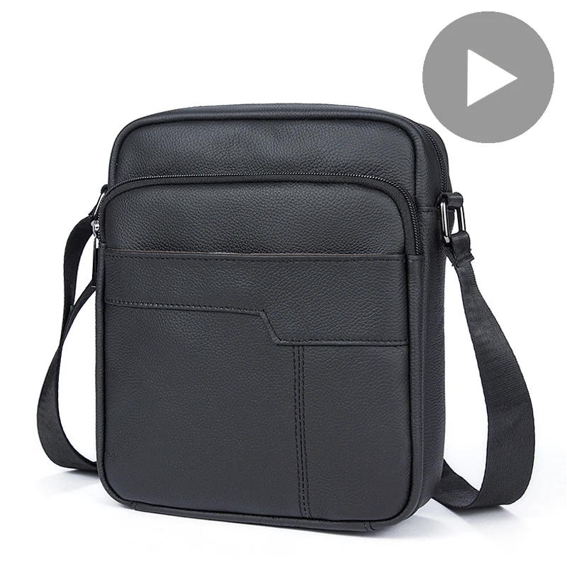 

Business Office Men Shoulder Genuine Leather Bag Messenger Crossbody Cross Body Handbag Male For Small Black Bolsas Side Satchel