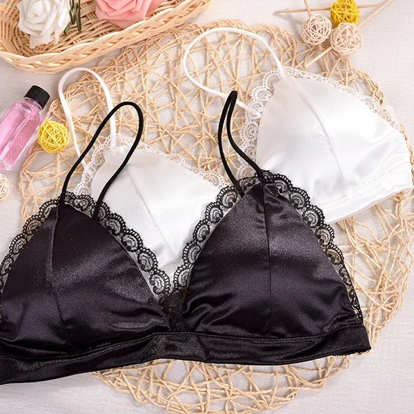 Летний сексуальный атласный маленький кружевной бюстгальтер с треугольной