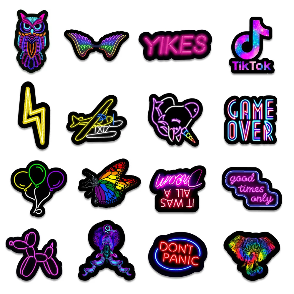 103050pcs new neon graffiti stickers car computer mobile phone case skateboard laptop luggage decoration stickers wholesale free global shipping