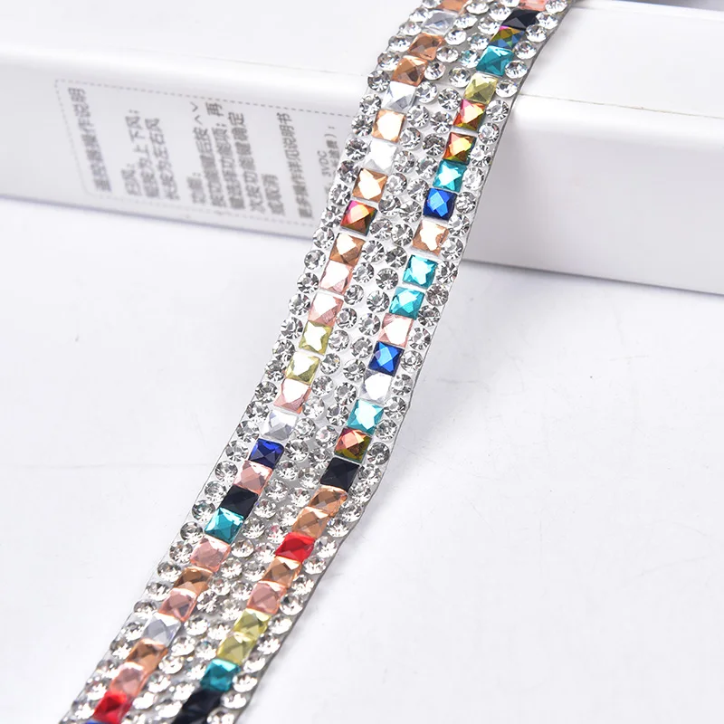 Горячая фиксация Стразы 5 ярдов 2 см разноцветная стеклянная Хрустальная