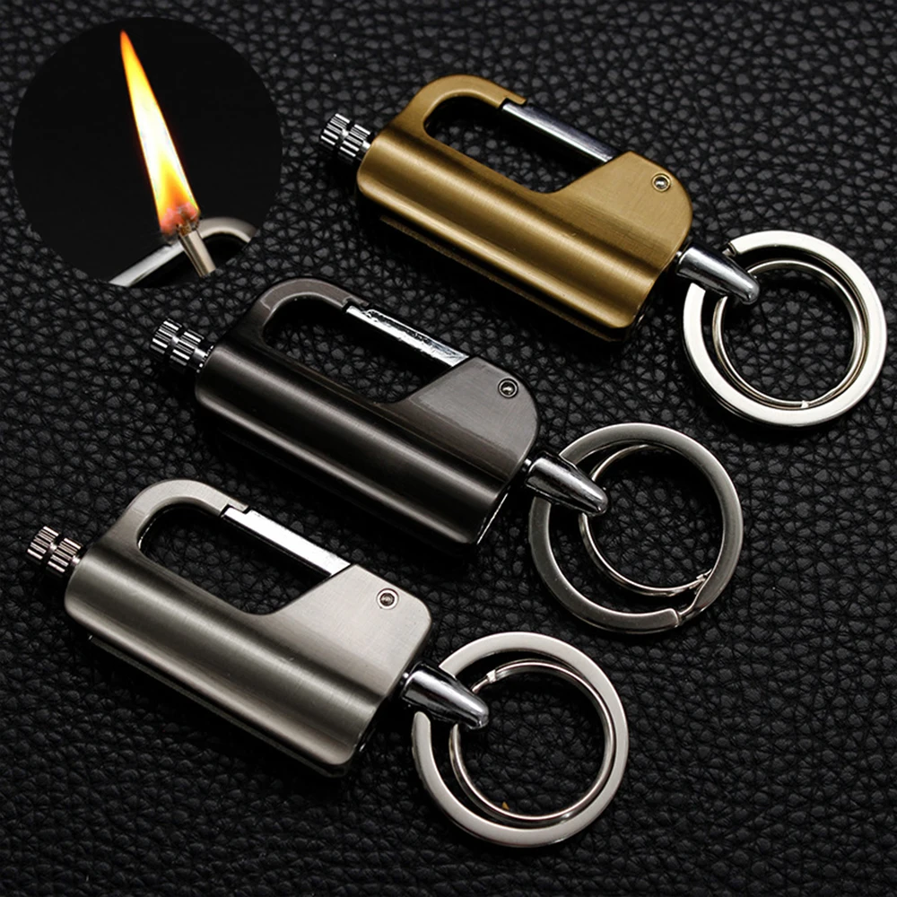

Metal Lighters Beer Corkscrew Keychain Opener Kerosene Lighter Carabiner Waterproof Flint Fire Starter Outdoor Survival Tools