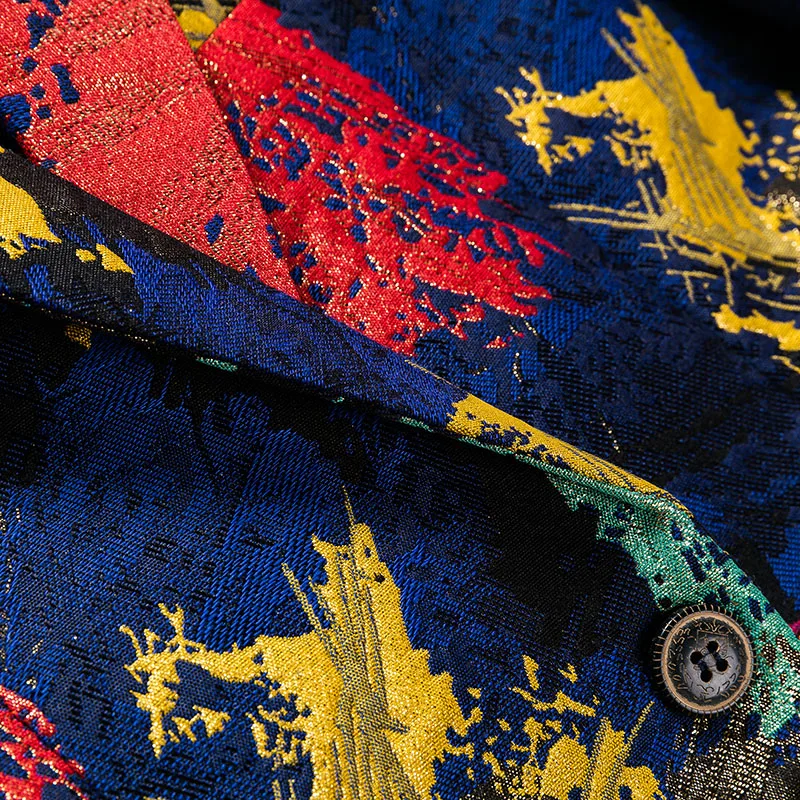 

4XL 5XL Hot! 6XL Vintage flower men blazer Slim fit Two buttons Wedding dress suit men Casual Autumn mens floral blazer #819