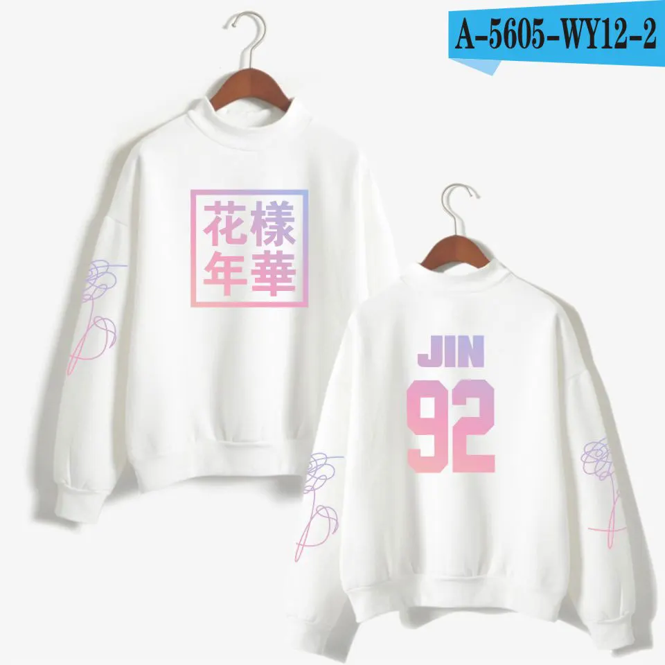 Kpop love Yourself толстовка женская Bangtan мальчики унисекс модные вентиляторы водолазка Толстовка черная белая одежда - Цвет: White