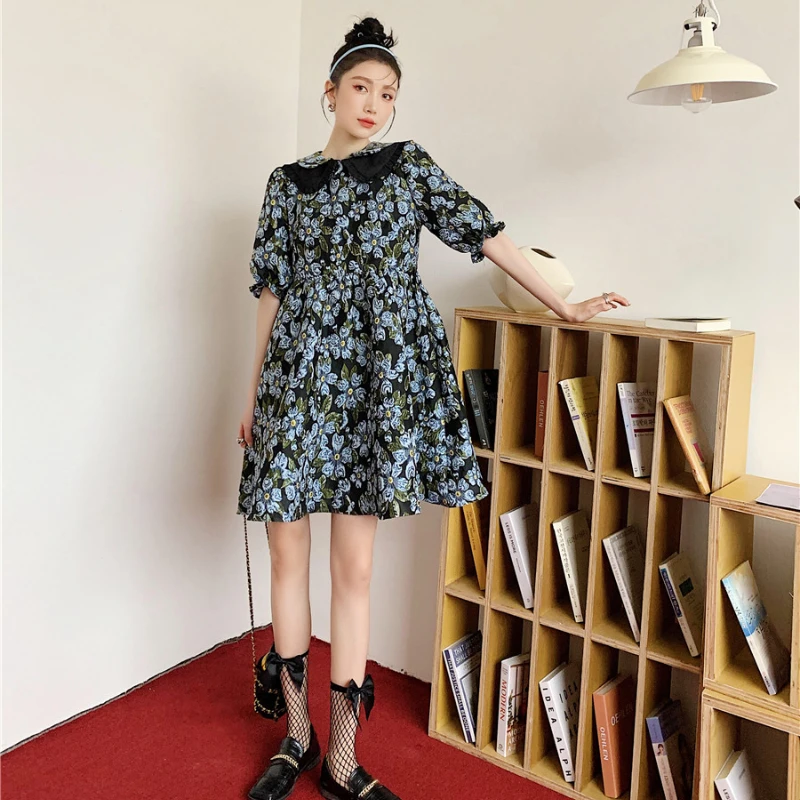 

Kimotimo Fashion Jacquard Dress Women Korean Chic Vintage Double Collar Design Sweet High-end Short Dress 2021 New Elegant Femme
