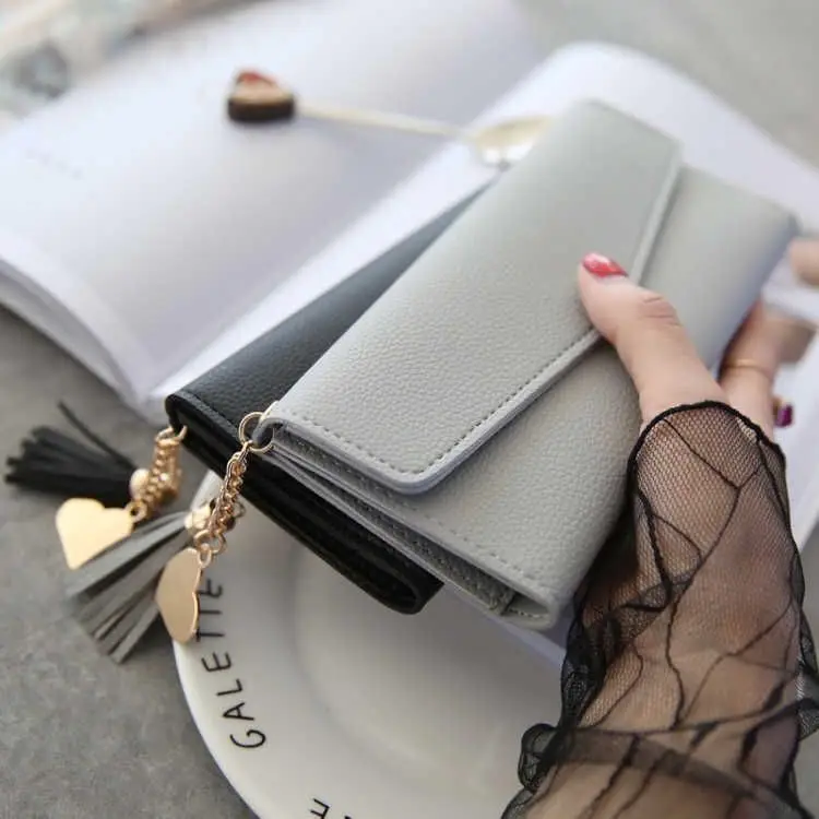 

Korean version wallet women's long Lady's purse large capacity hand bag sweet zero wallet female student mini card bag