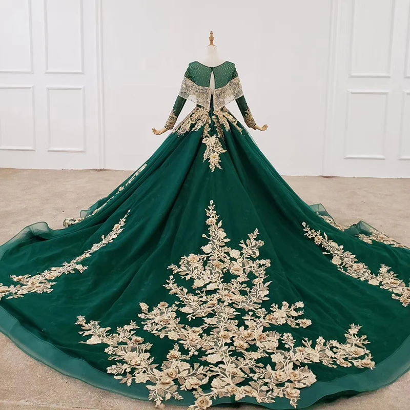 HTL1147 Lace Long Evening Dress 2020 With Long Sleevs Appliques Beading Crystal Dubai Arabic Evening Dress Plus Size