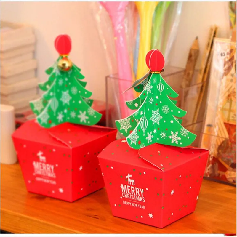 1PCS Christmas Gift Box Candy Peace Fruit 3D Tree Trumpet Send Bell Gold Wire Rope | Дом и сад