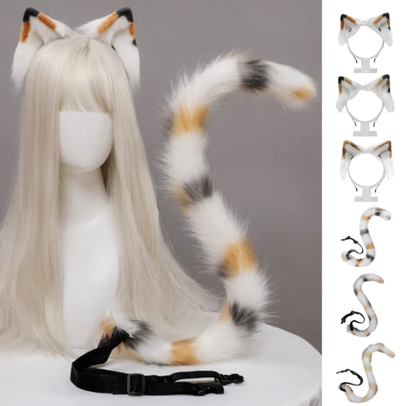 

Головные уборы в стиле "Лолита" с пушистыми кошачьими ушками, обруч для волос с коровьим рисунком, ободок для Хэллоуина, товары для вечевечер...