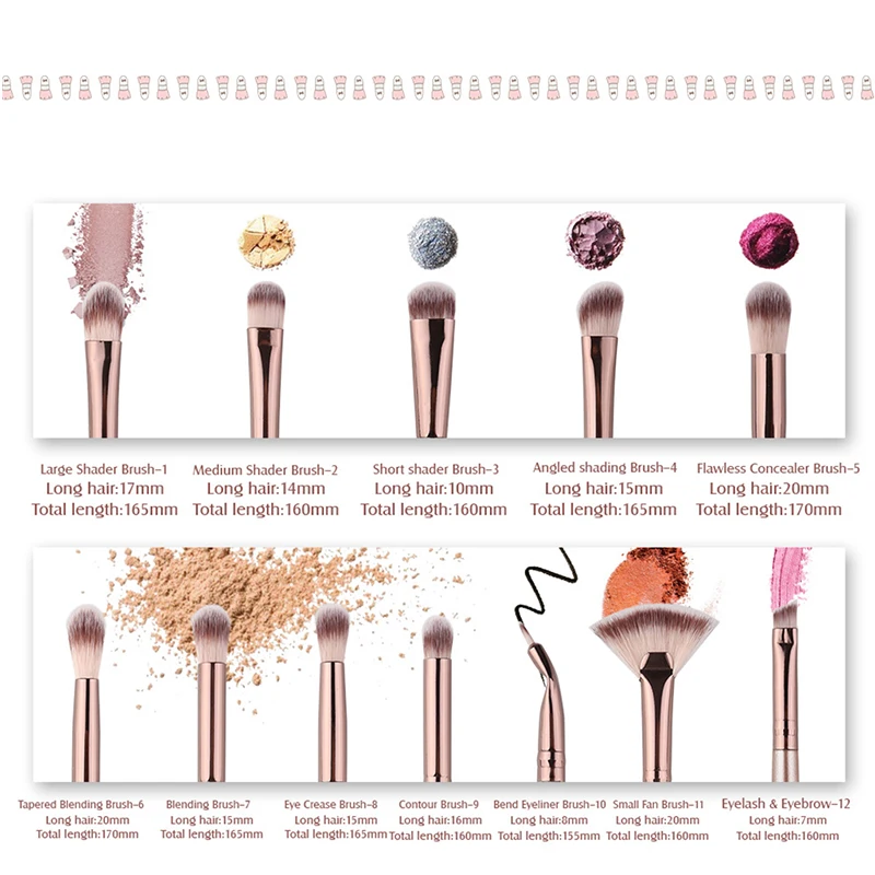 ZOREYA Zorya 12PCS / Set Gift Makeup Brush Portable Man Made Fiber Eye Shadow Beauty Tools | Красота и здоровье