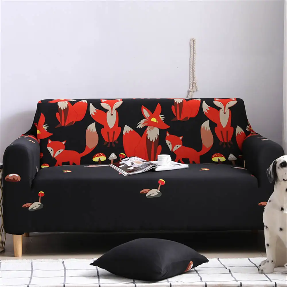 Черный эластичный чехол для дивана в гостиную с цветами мягкие элегантные чехлы