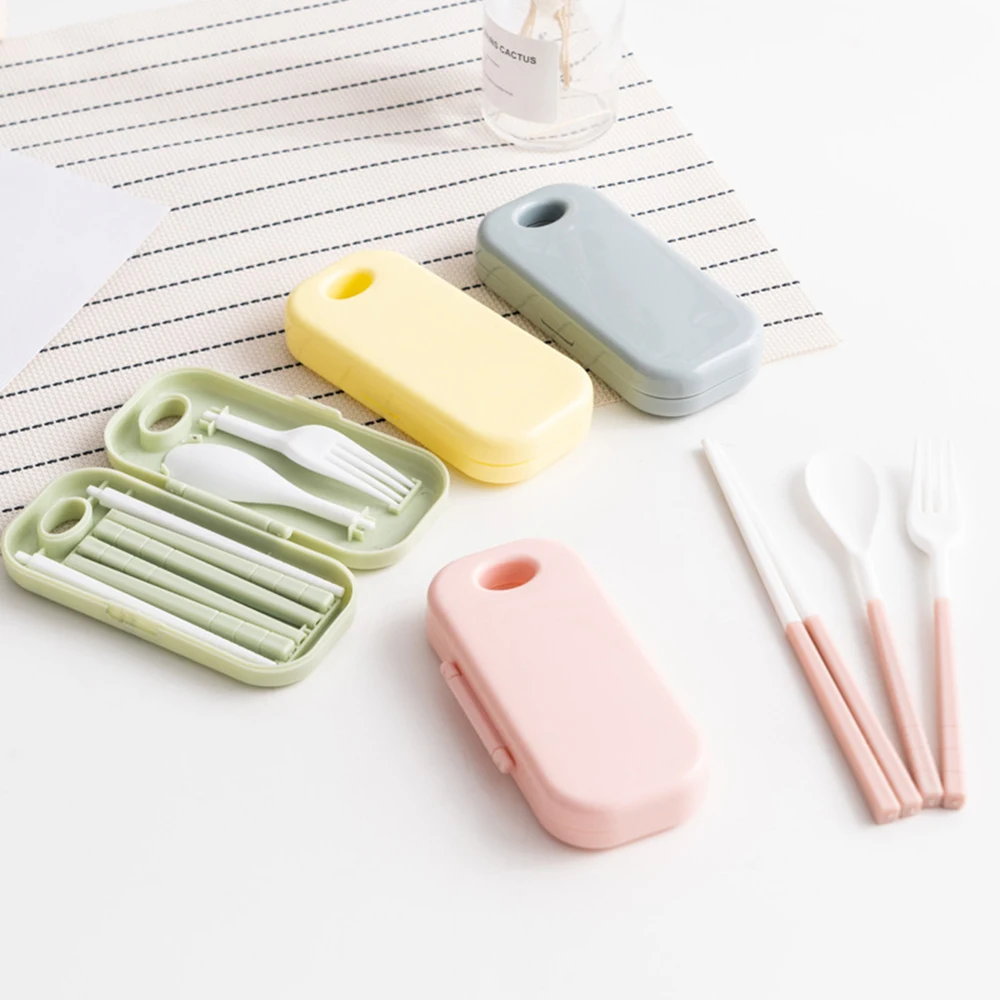 3 And 1 Cutlery Set Travel Camping Tableware Reusable Portable Collapsible Spoon Fork Chopsticks Carrying Case | Дом и сад