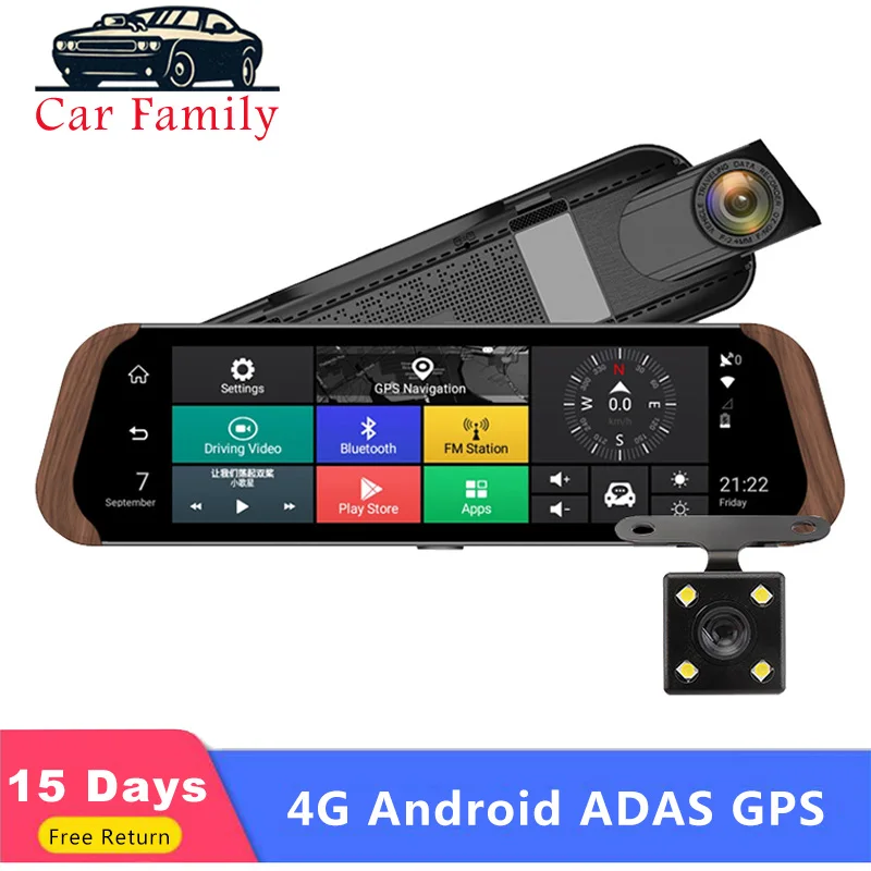 Автомобильный семейный видеорегистратор FHD 1080P 4G Android 10 &quotips сенсорный экран