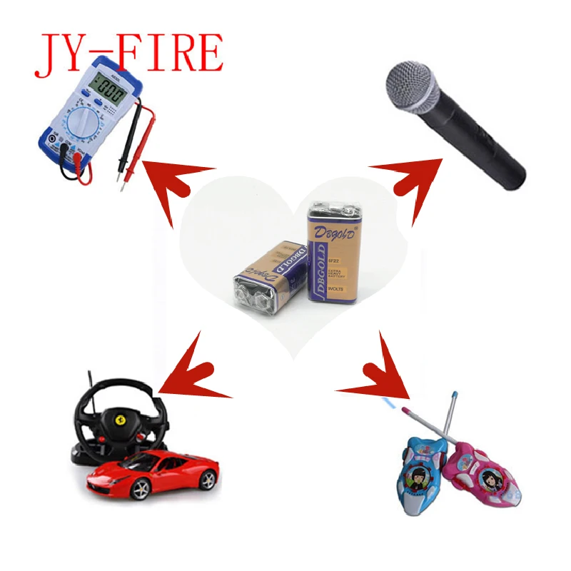 10 шт. призматические аккумуляторы JY-FIRE 9V 6F22 одноразовая батарея для сухого секса
