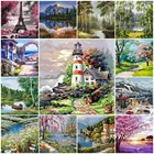 Набор для рисования по номерам на гору и воде, 19,7x15,7 дюйма, 24 цвета