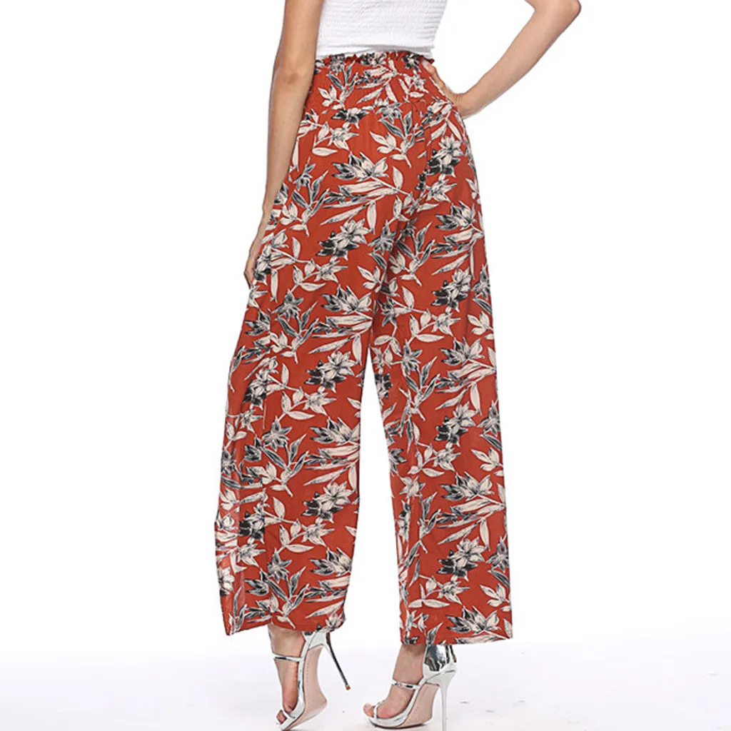 Женские брюки с цветочным принтом и завышенной талией|Брюки| |