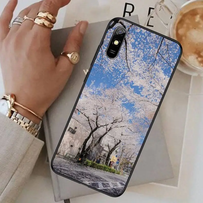 

Beautiful Japanese cherry blossom street view Phone Case For Xiaomi Redmi note 4 4X 8T 9 9s 10 K20 K30 cc9 9t pro lite max