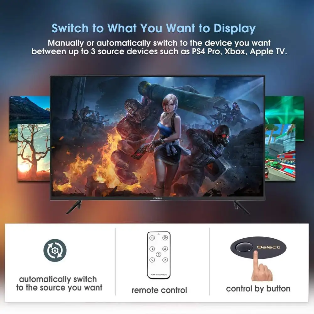 HDMI переключатель 4K 3 порта разветвитель Full HD 1080P 3D совместимый с Xbox 360 One PS4 PS3 ИК