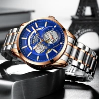 new luminous hollow automatic mechanical watch stainless steel waterproof business mens watch top brand luxury ailang 8629b