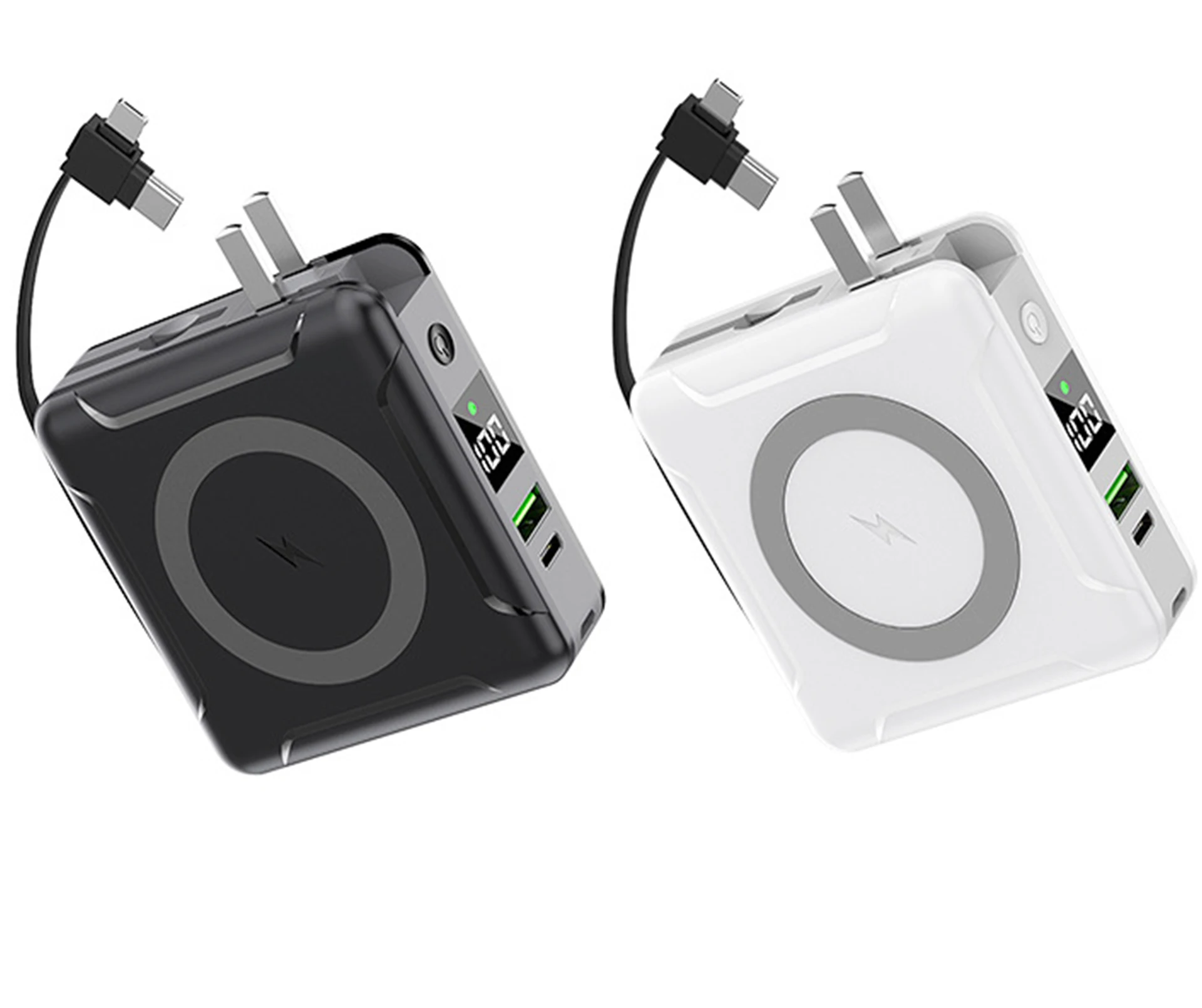 

15 Вт магнитный беспроводной внешний аккумулятор 10000 мАч встроенный кабель Разъем PD22.5W быстрое зарядное устройство Внешний аккумулятор для ...