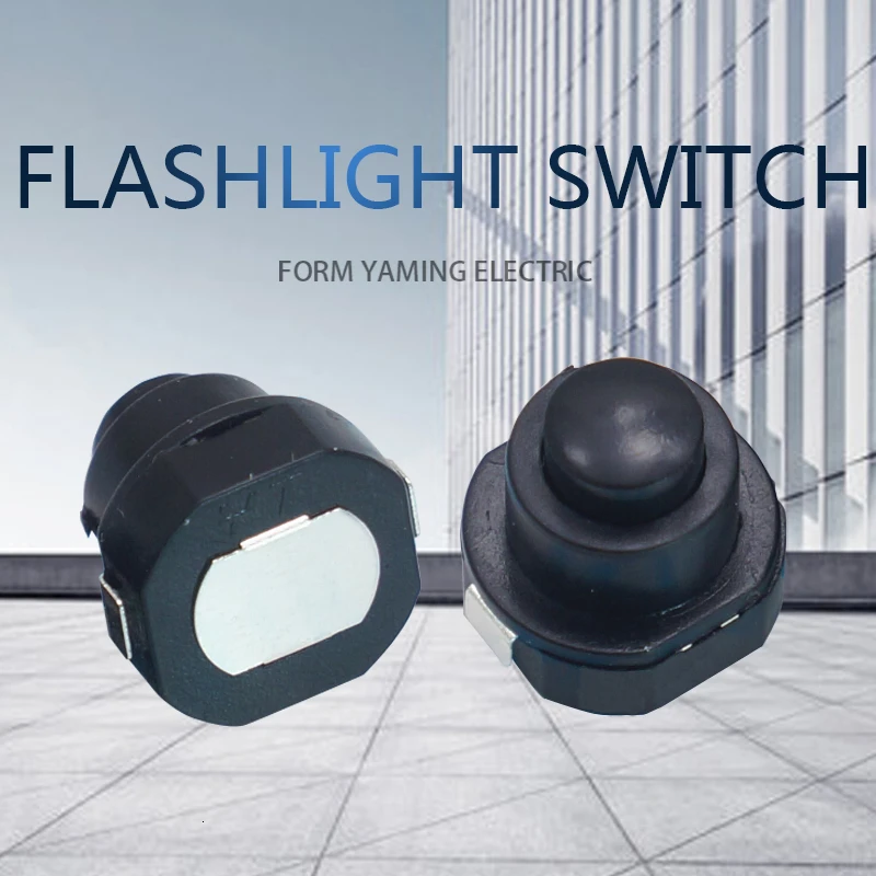 10 шт. черный круглый источник питания для фонарика 2 контакта блокировка кнопка