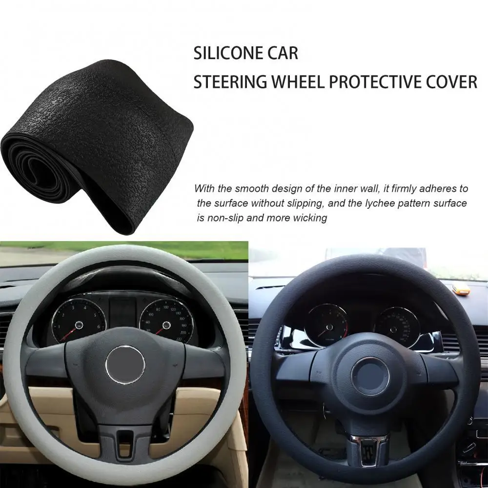 

Universal Solid Color Anti-slip Silicone Car Steering Wheel Protective Cover