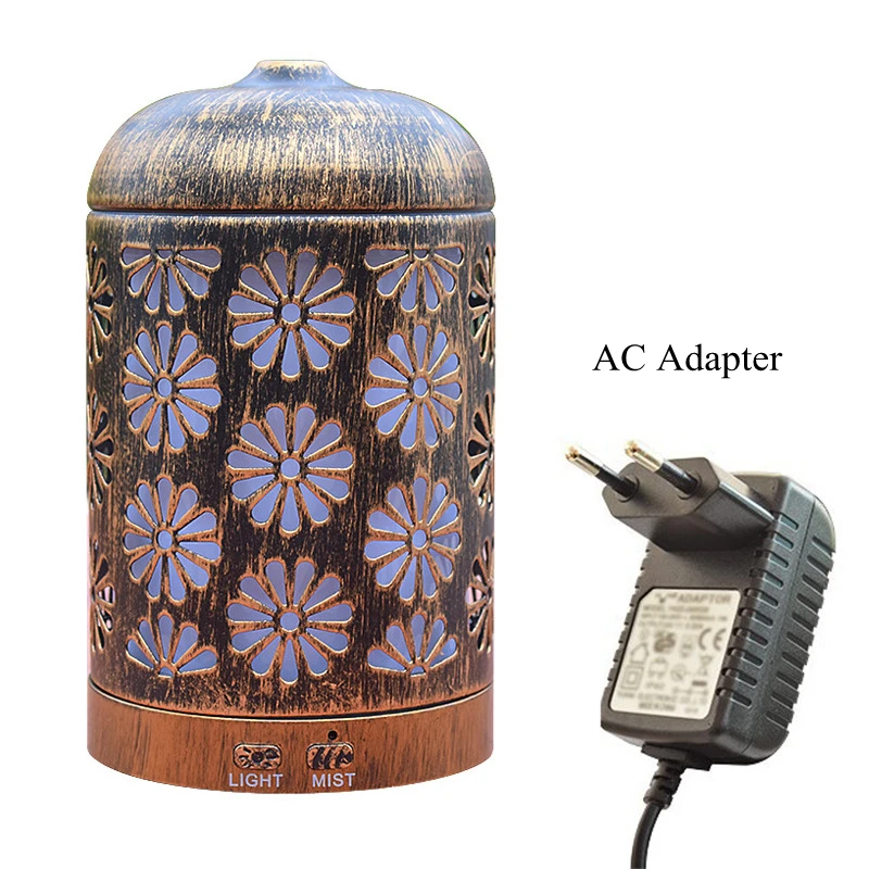 

Iron Wrought Hollow Aroma Diffuser Ultrasonic Air Humidifier with Color Changing LED Light Aromatherapy Essential Oil Diffuser