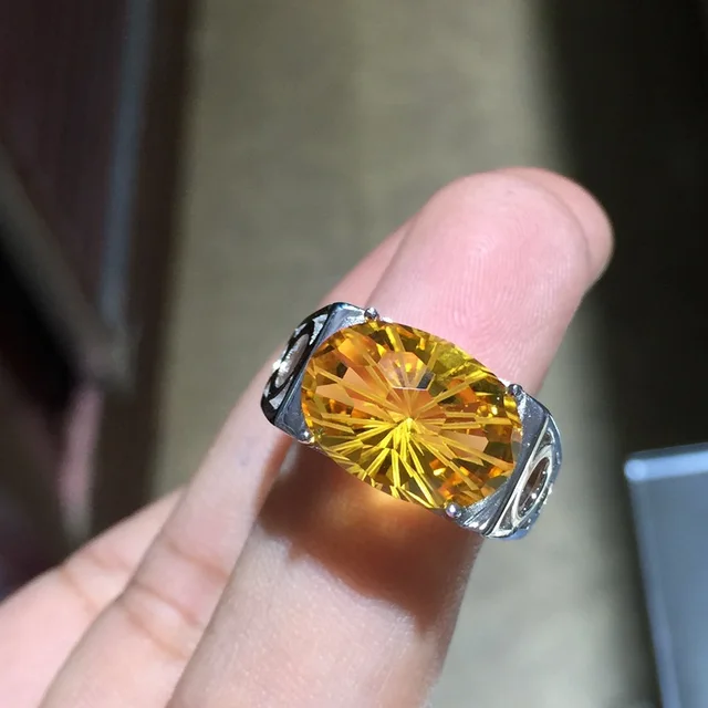 Blackfriday sale bright yellow Citrine Ring for men fashion jewelry factory direct sell good cut shiny birthday Christmas gift