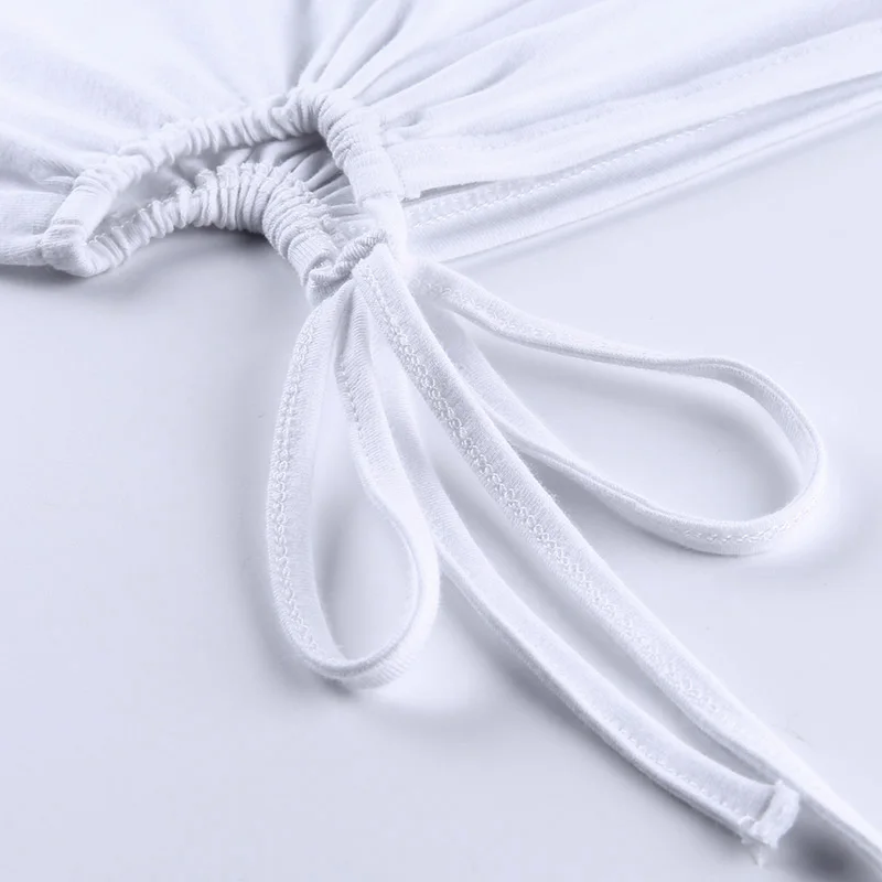 Женская эластичная блузка WannaThis белая облегающая с коротким рукавом круглым