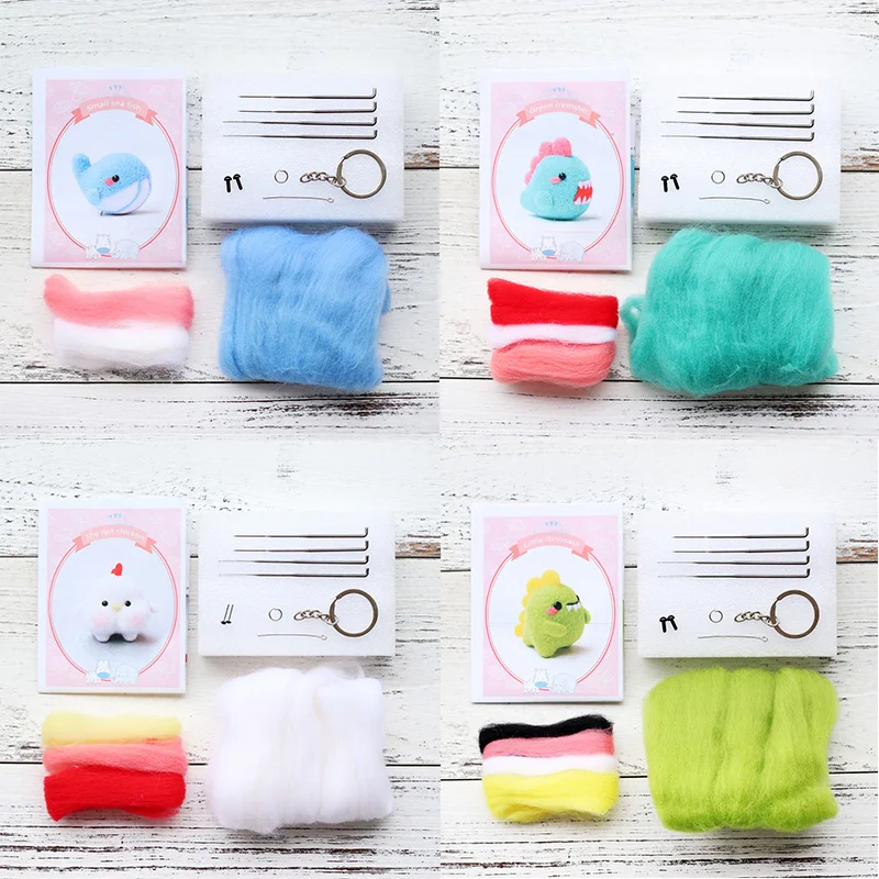 MIUSIE Needle Felting Kit Doll Wool Felt with Animal Eyes Finger Cots Instructions Non-Finished Accessorie Craft | Дом и сад