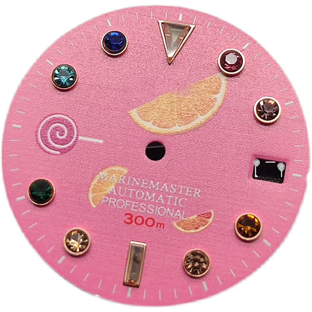 1 PCS Color Diamond Watch Dial Pink Stainless Steel Modified for NH35A Automatic Movement | Электроника