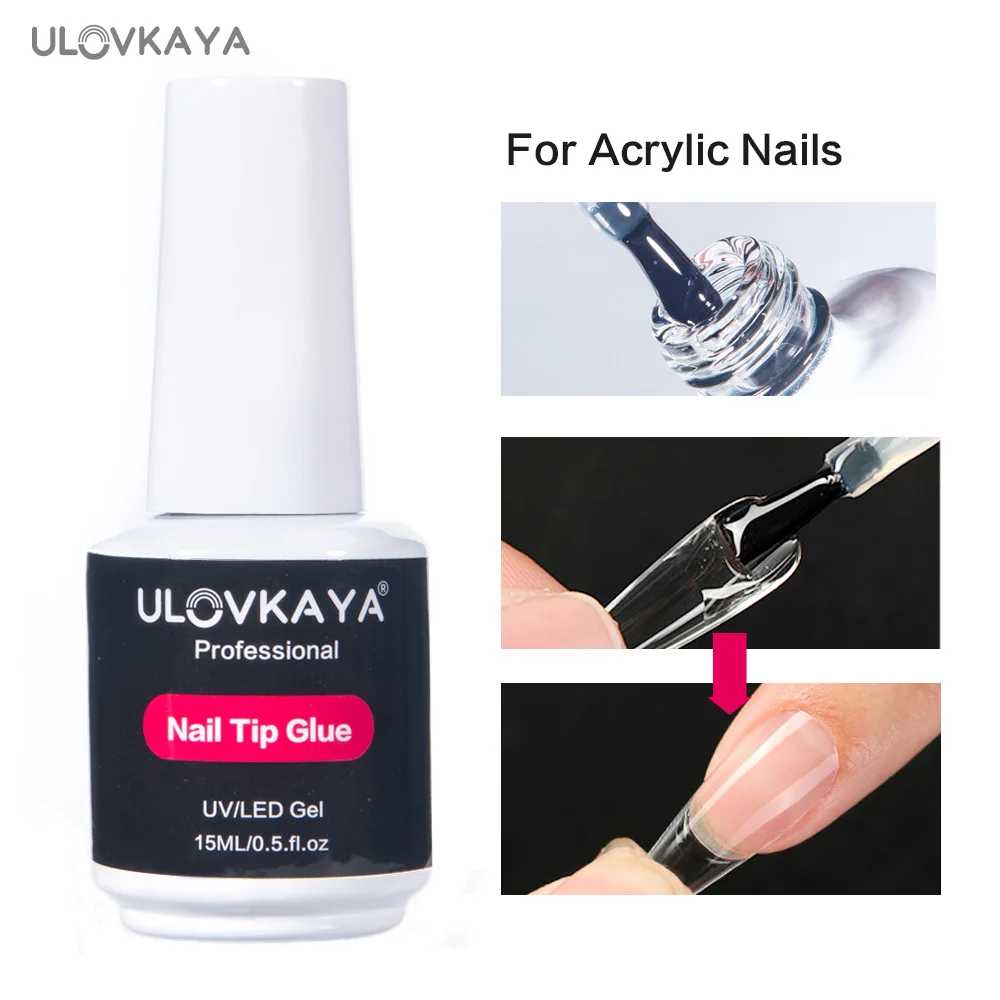 

ULOVKAYA Nail Tips Glue For False Acrylic Nails Art Super Strong Brush on Nail Glue Long Lasting Polish Adhesive Nail Bond