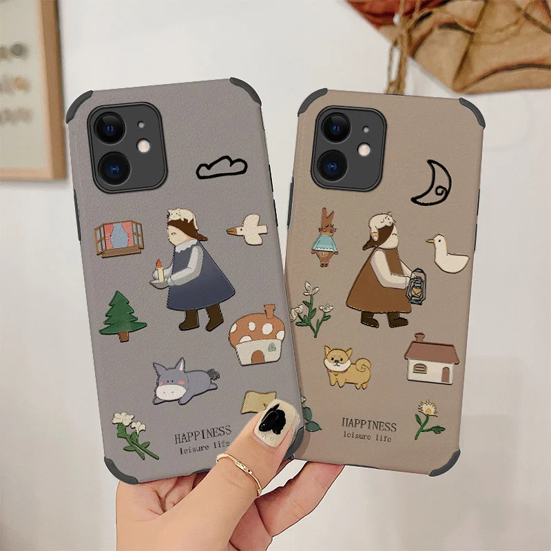 

Retro Girl Phone Case For iPhone 12 Pro Max Mini 11 Pro Max X XS XR XSMAX SE2020 8 8Plus 7 7Plus 6 6S Plus Lambskin Cover