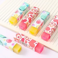 creative 1 pcs cute candy color love soft pencil erasers for kids rubber toy kawaii stationery school office supply color random