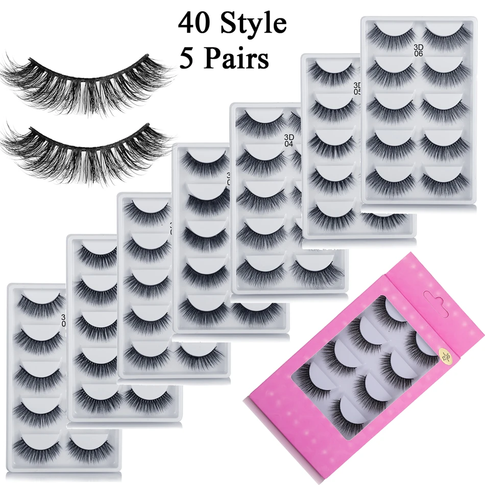 5 пар 3D накладные ресницы из норки натуральные густые длинные инструменты для