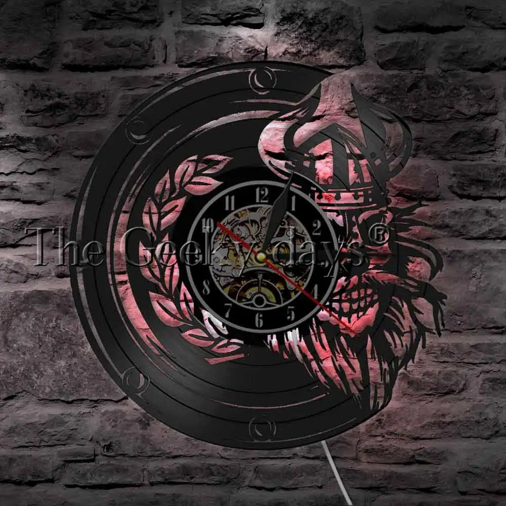 Настенные часы Viking Skull настенные с изображением рога для шлема в стиле ретро