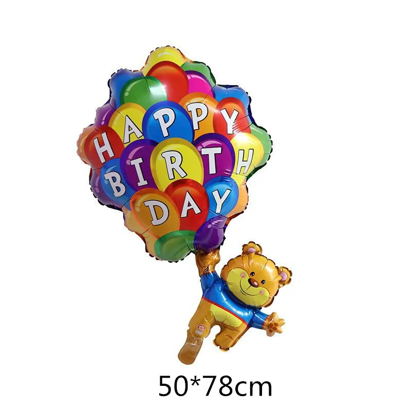 3 шт./лот шары с днем рождения милые воздушные парашютом медведем из фольги для