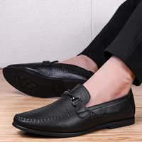 2022 new fashion men loafers shoes genuine leather casual classics black shoe man breathable comfortable driving shoes for male