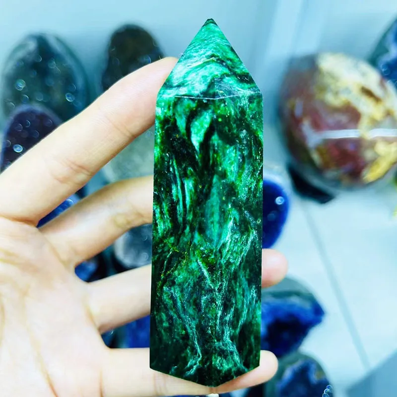 

Природный бразильский камень Kmaite, лечебный кристалл, башня, резьба, Euchlorite минеральный обелиск, украшение для домашнего декора