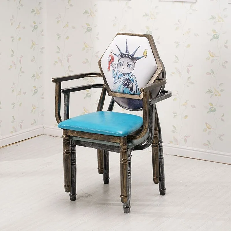 Железное кресло домашний стул спинка для ресторана закуска бар маникюр кафе