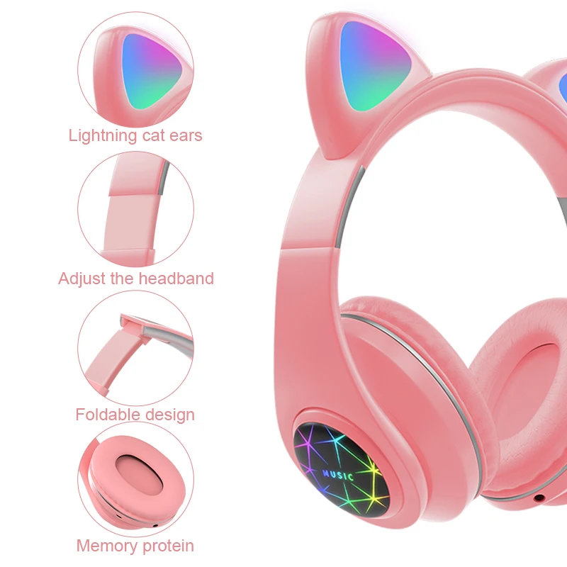 Беспроводные Детские Bluetooth наушники кошачьи уши беспроводная гарнитура со