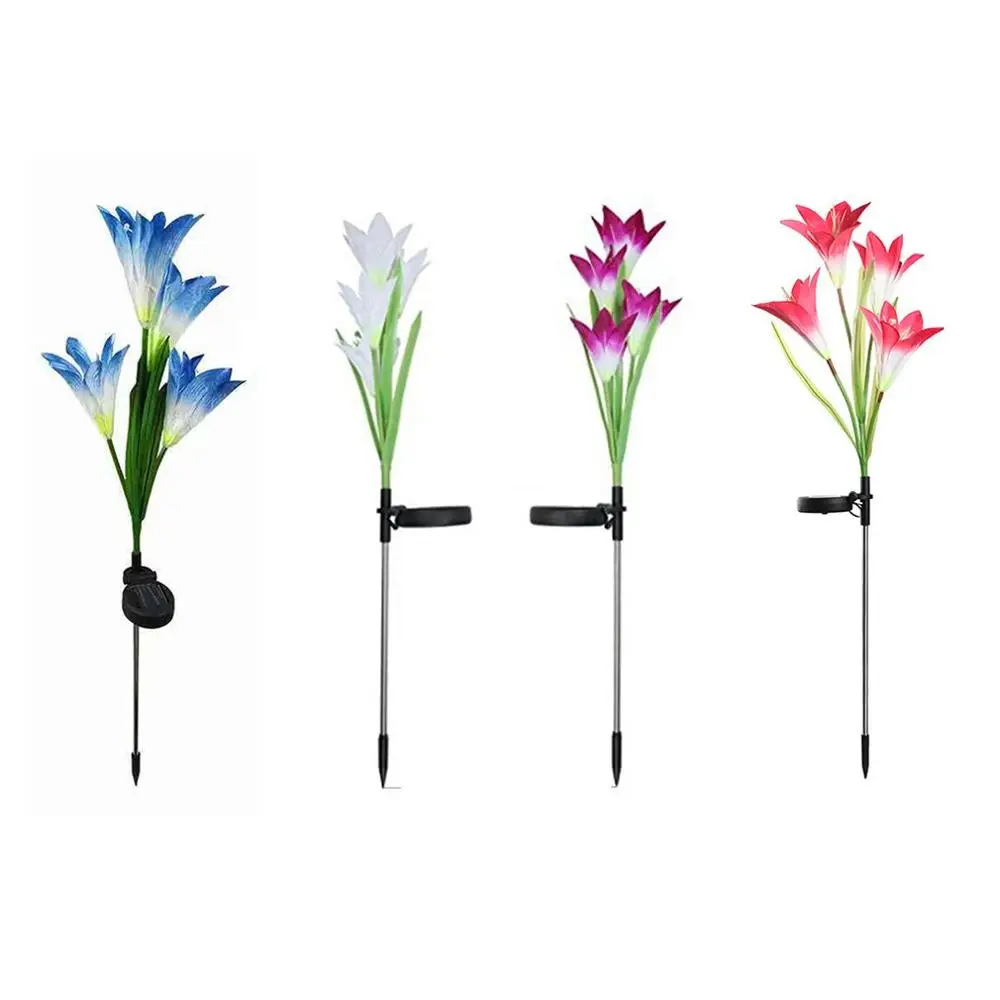 Открытый 4 солнечный фонарик Лилия Led искусственный цветок декоративный