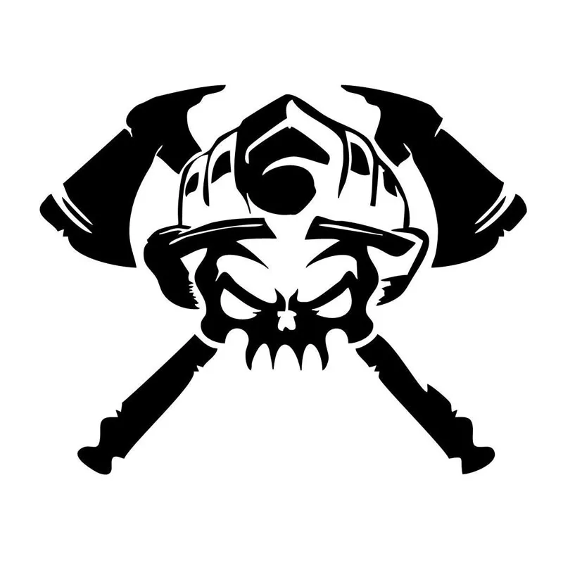 

Personalized Firefighter Skull Car Stickers Reflective PVC Vinyl Decals Black/Silver 19cm*15cm