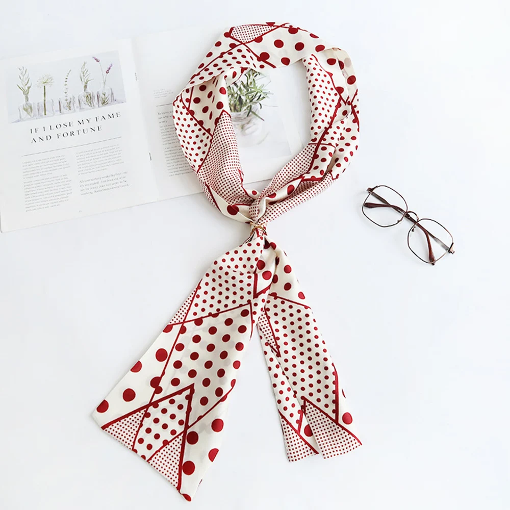 

152cm Long Design Imitation Silk Long Scarf Women Double Print Scarves Tie Elegance Neckerchief Neck Head Scarf For Gift Girl