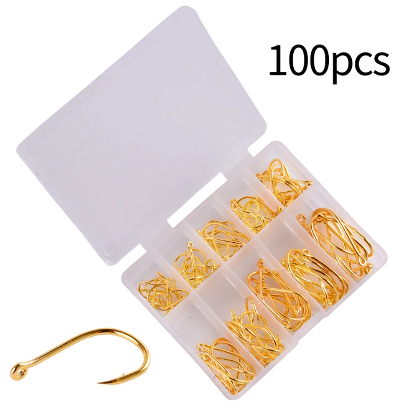 

New 100pcs Fishing Hooks Set Carbon Steel Single Circle Fishing Hook Fly Fishing Jip Barbed Carp Hooks Sea Tackle Accessorie